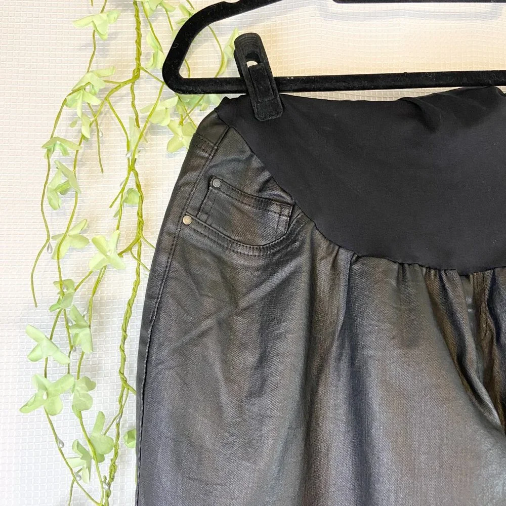Motherhood Plus Size Indigo Blue Coated Skinny Leg Ankle Pant Black 1X - Picture 9 of 13